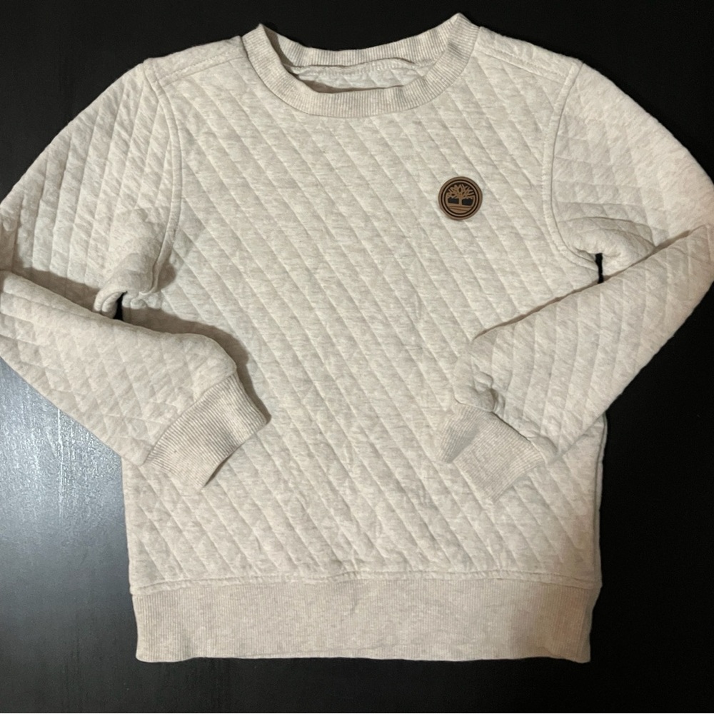 Timberland Oatmeal Quilted Crewneck Sweatshirt, Boys Size 8